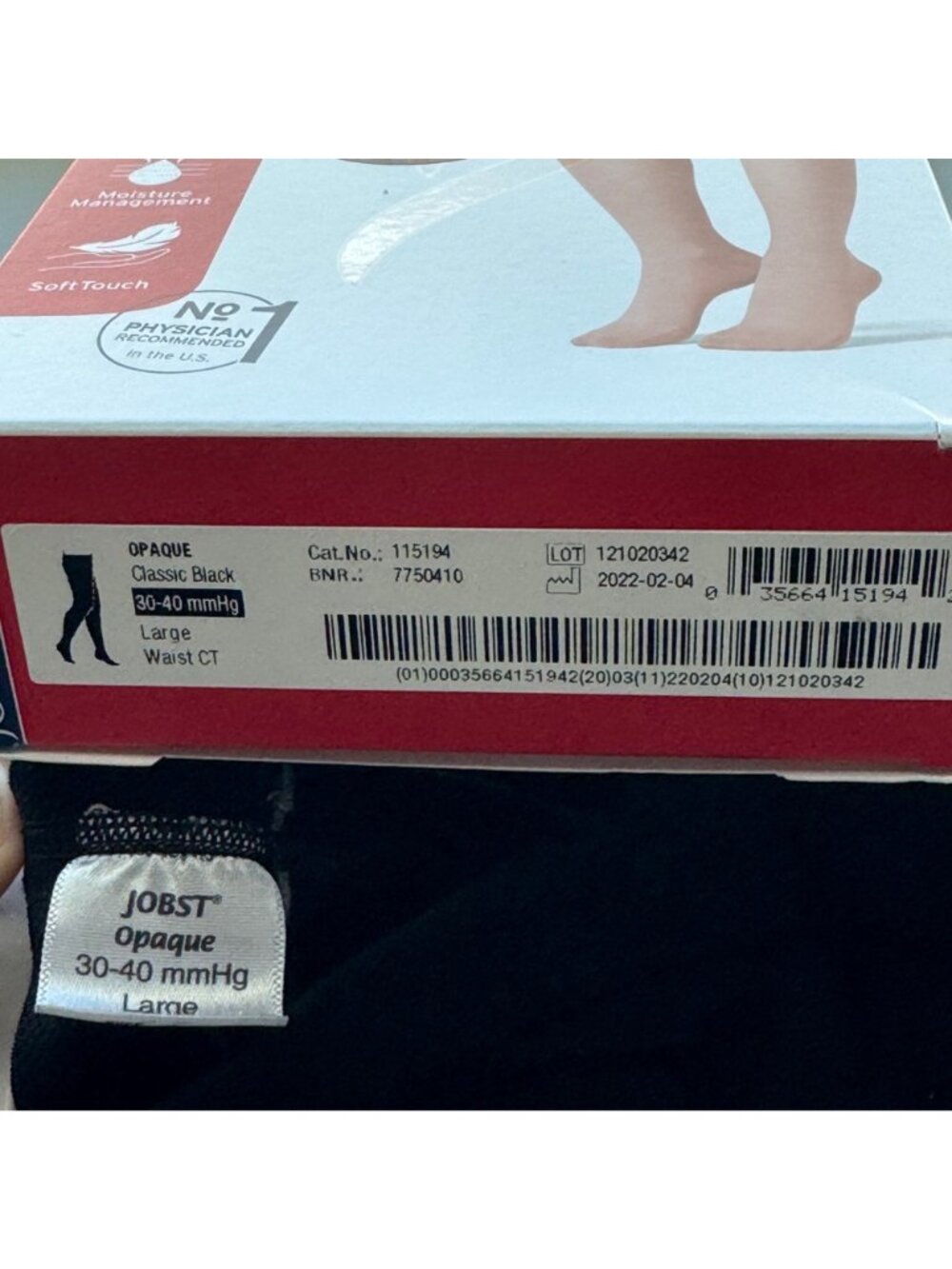 Jobst Compression Stockings Opaque Black Large Waist CT Support 30-40 MmHg NEW - Picture 5 of 9